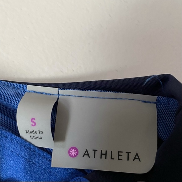 Athleta Caspian Blue Color Block Striped Racerback Swim Dress - Picture 4 of 8